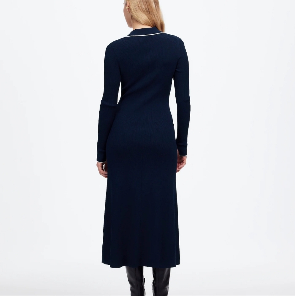 Madewell Ribbed Long-Sleeve Midi Dress NT573  Size M - Picture 5 of 11